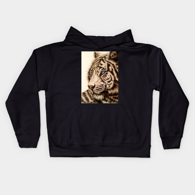 White Tiger Kids Hoodie by Artbythree